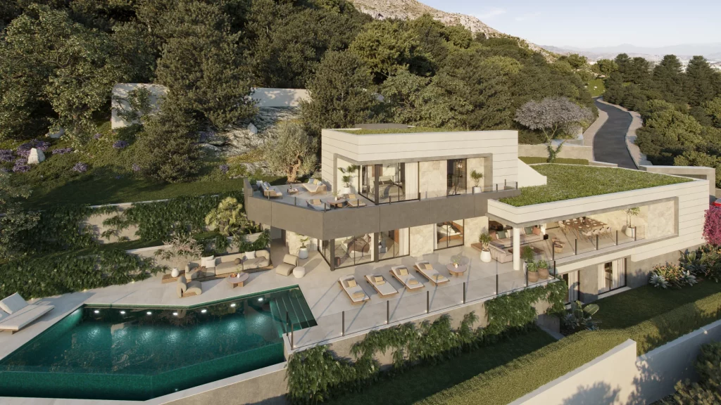 Luxury Villa Pinares de San Antón - Front View of Villa with pool